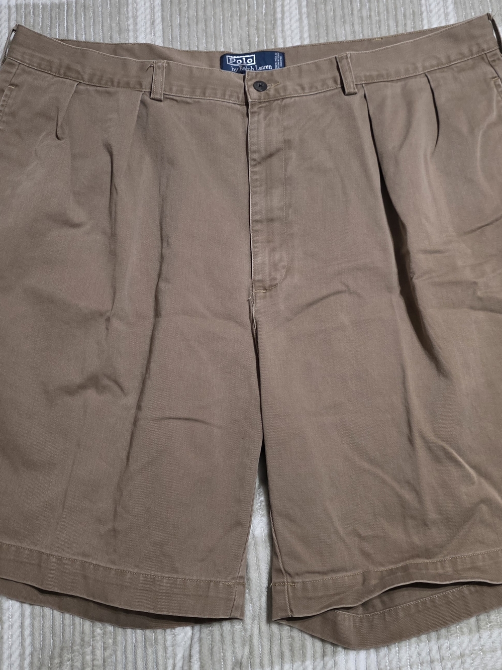 Polo Ralph‎ Lauren Tyler Short Mens 42 Khaki Tan Chino Double Pleated Cotton